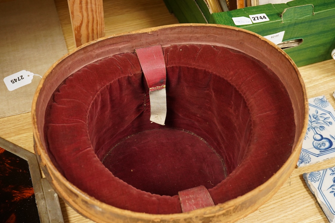 A cased Christys’ London black silk top hat, head-hole 20x16cm